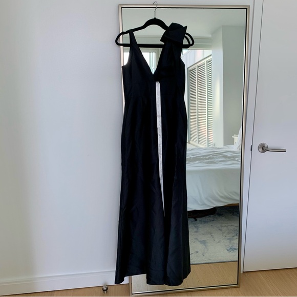 Alfred Sung Bow Detail Sleeveless Satin Twill Trumpet Gown D863 Black NWT Size 6 - Picture 4 of 8